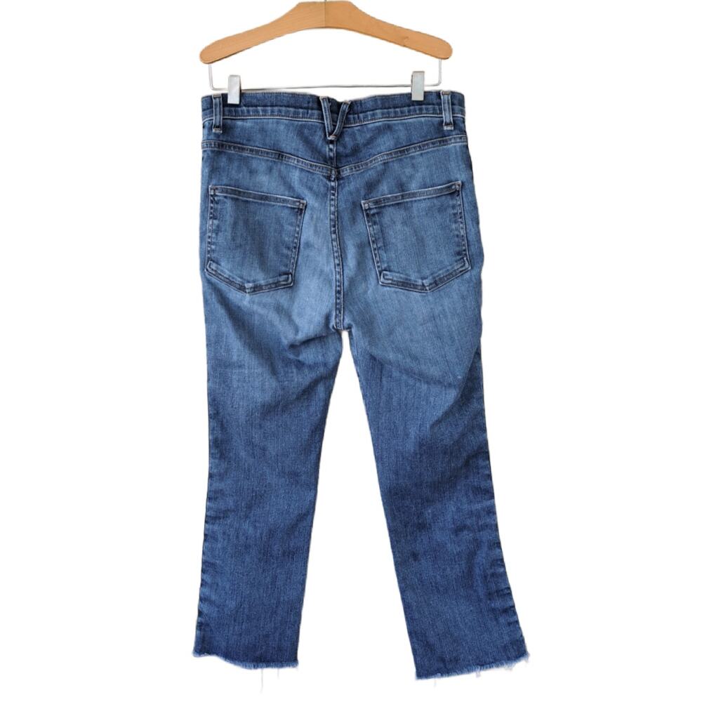 VERONICA BEARD Carly Kick Flare High Waist Crop Side Stripe Jeans Size 6/28 - Picture 4 of 11